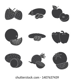 Isolated object of vegetable and fruit logo. Collection of vegetable and vegetarian stock symbol for web.