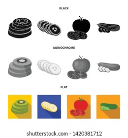 Isolated object of vegetable and fruit logo. Collection of vegetable and food vector icon for stock.