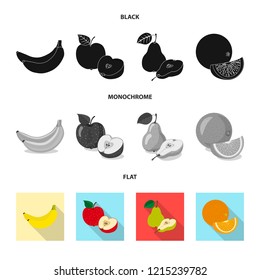Isolated object of vegetable and fruit sign. Set of vegetable and vegetarian vector icon for stock.