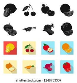 Isolated object of vegetable and fruit sign. Collection of vegetable and vegetarian stock symbol for web.