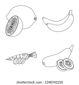 Isolated object of vegetable and fruit sign. Collection of vegetable and vegetarian stock symbol for web.