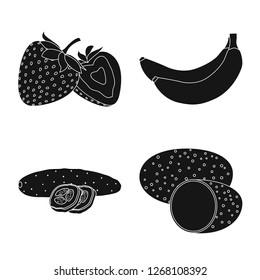Isolated object of vegetable and fruit sign. Set of vegetable and vegetarian vector icon for stock.