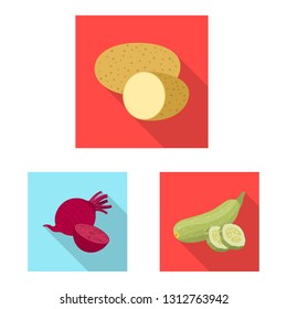 Isolated object of vegetable and fruit sign. Set of vegetable and vegetarian stock symbol for web.