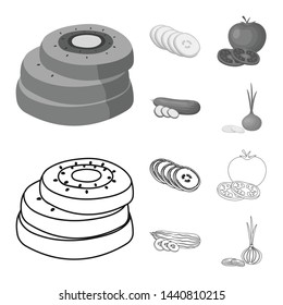 Isolated object of vegetable and fruit sign. Collection of vegetable and food stock vector illustration.