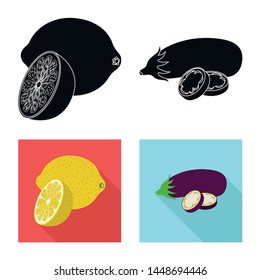 Isolated object of vegetable and fruit sign. Collection of vegetable and vegetarian stock symbol for web.
