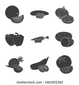 Isolated object of vegetable and fruit sign. Set of vegetable and vegetarian stock symbol for web.