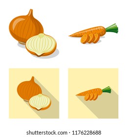 Isolated object of vegetable and fruit symbol. Collection of vegetable and vegetarian vector icon for stock.