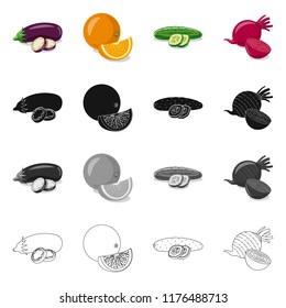 Isolated object of vegetable and fruit symbol. Set of vegetable and vegetarian stock symbol for web.