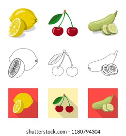Isolated object of vegetable and fruit symbol. Set of vegetable and vegetarian stock symbol for web.