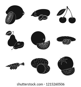 Isolated object of vegetable and fruit symbol. Set of vegetable and vegetarian stock symbol for web.