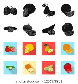 Isolated object of vegetable and fruit symbol. Collection of vegetable and vegetarian vector icon for stock.