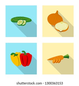 Isolated object of vegetable and fruit symbol. Set of vegetable and vegetarian vector icon for stock.