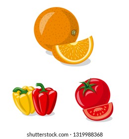 Isolated object of vegetable and fruit symbol. Collection of vegetable and vegetarian stock symbol for web.