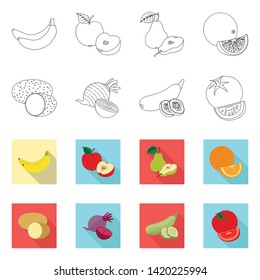 Isolated object of vegetable and fruit symbol. Set of vegetable and vegetarian stock symbol for web.