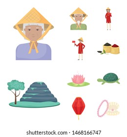 Isolated object of vietnam and tourism logo. Set of vietnam and travel stock symbol for web.