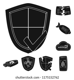 Isolated object of virus and secure icon. Collection of virus and cyber stock vector illustration.