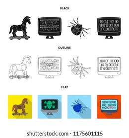 Isolated object of virus and secure icon. Set of virus and cyber vector icon for stock.