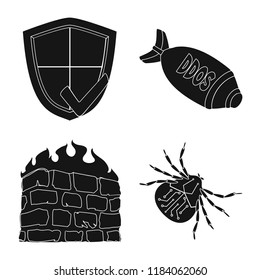 Isolated object of virus and secure icon. Collection of virus and cyber stock vector illustration.