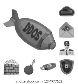 Isolated object of virus and secure icon. Set of virus and cyber vector icon for stock.