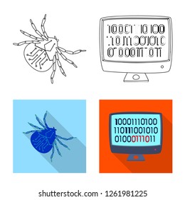 Isolated object of virus and secure icon. Set of virus and cyber stock vector illustration.