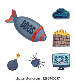 Isolated object of virus and secure icon. Set of virus and cyber stock symbol for web.