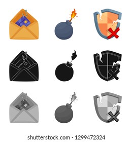 Isolated object of virus and secure icon. Collection of virus and cyber stock vector illustration.