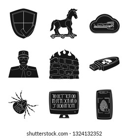 Isolated object of virus and secure icon. Set of virus and cyber stock vector illustration.