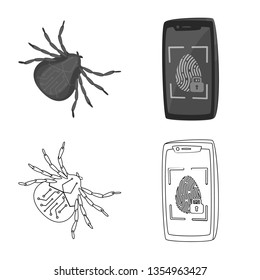 Isolated object of virus and secure icon. Collection of virus and cyber stock symbol for web.