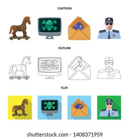 Isolated object of virus and secure icon. Set of virus and cyber stock symbol for web.