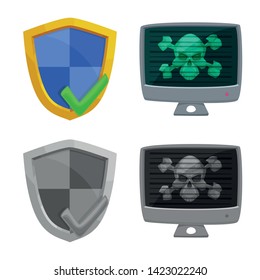 Isolated object of virus and secure icon. Collection of virus and cyber vector icon for stock.