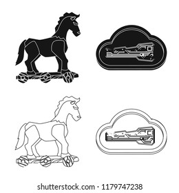 Isolated object of virus and secure logo. Set of virus and cyber vector icon for stock.