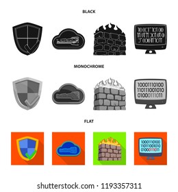 Isolated object of virus and secure logo. Collection of virus and cyber stock symbol for web.