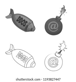 Isolated object of virus and secure logo. Collection of virus and cyber stock vector illustration.