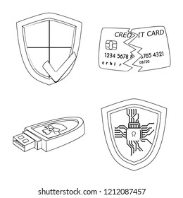 Isolated object of virus and secure logo. Set of virus and cyber stock symbol for web.