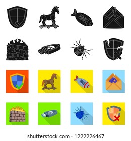 Isolated object of virus and secure logo. Collection of virus and cyber stock vector illustration.