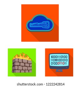 Isolated object of virus and secure logo. Set of virus and cyber vector icon for stock.