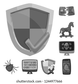 Isolated object of virus and secure logo. Collection of virus and cyber vector icon for stock.