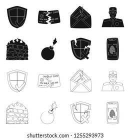 Isolated object of virus and secure logo. Set of virus and cyber stock vector illustration.