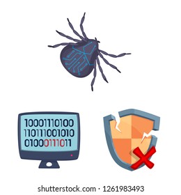 Isolated object of virus and secure logo. Set of virus and cyber stock vector illustration.