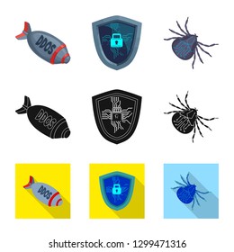 Isolated object of virus and secure logo. Collection of virus and cyber vector icon for stock.
