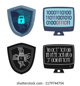 Isolated object of virus and secure sign. Collection of virus and cyber vector icon for stock.