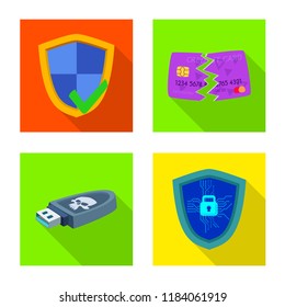 Isolated object of virus and secure sign. Collection of virus and cyber stock vector illustration.