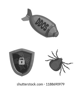 Isolated object of virus and secure sign. Set of virus and cyber stock vector illustration.