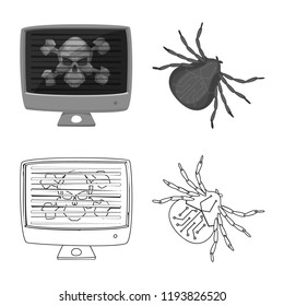 Isolated object of virus and secure sign. Set of virus and cyber vector icon for stock.