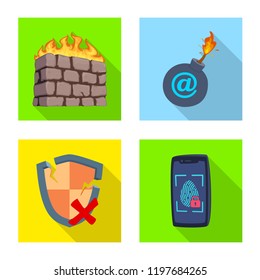 Isolated object of virus and secure sign. Set of virus and cyber stock vector illustration.
