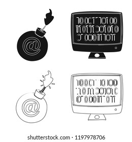 Isolated object of virus and secure sign. Set of virus and cyber vector icon for stock.