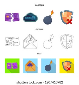 Isolated object of virus and secure sign. Set of virus and cyber vector icon for stock.