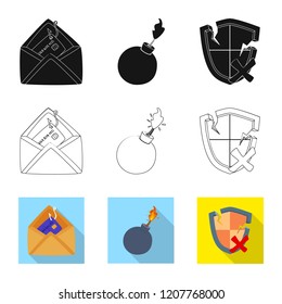 Isolated object of virus and secure sign. Collection of virus and cyber vector icon for stock.