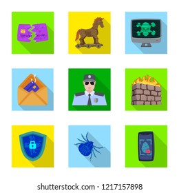 Isolated object of virus and secure sign. Set of virus and cyber stock vector illustration.