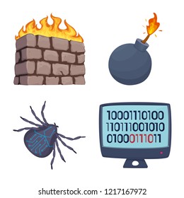 Isolated object of virus and secure sign. Collection of virus and cyber stock vector illustration.